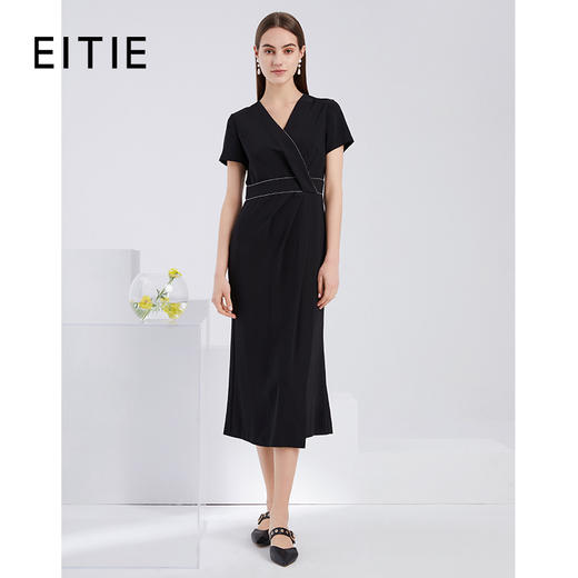 EITIE爱特爱夏季新款时尚气质通勤V领显瘦收腰包臀长裙连衣裙6207953 商品图0