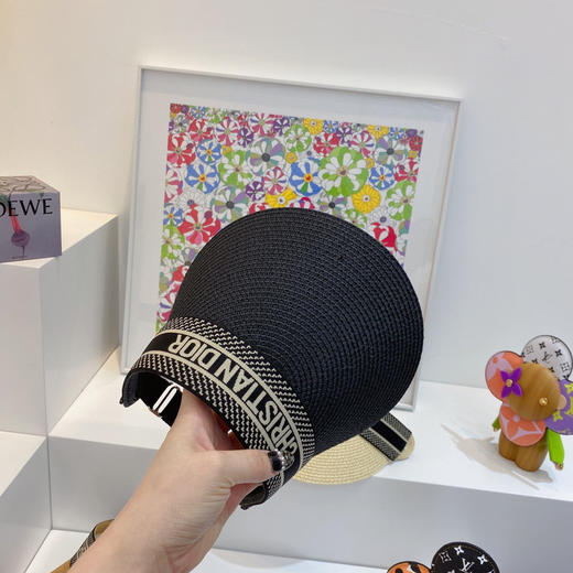 迪奥2021春夏新款字母织带空顶帽-黑色 商品图1