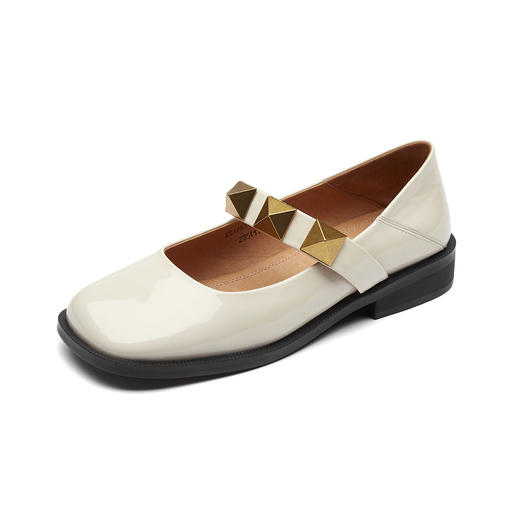 21年专柜同款玛丽珍漆皮铆钉平底女单鞋舒适休闲鞋X21AE14941 商品图1