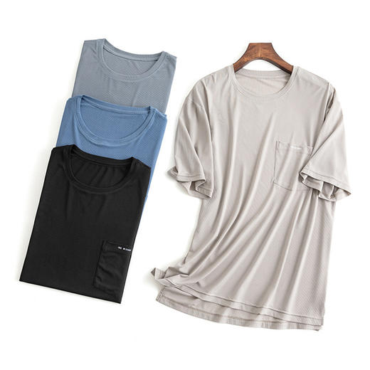 【服饰鞋包】*春夏冰丝薄款圆领家居口袋裤睡衣套装上衣裤子 商品图4