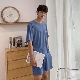 【服饰鞋包】*春夏冰丝薄款圆领家居口袋裤睡衣套装上衣裤子