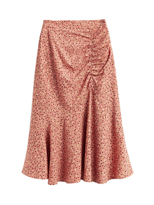 欧芮儿碎花雪纺半身裙2021新款收腰显瘦气质抽褶中长款鱼尾裙 商品图3