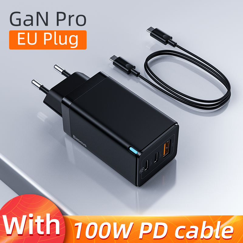 65W GaN EU Plug Black with cable