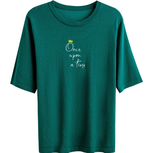 欧芮儿套头毛针织衫女夏2021新款气质复古字母印花短袖薄款上衣女 商品图3