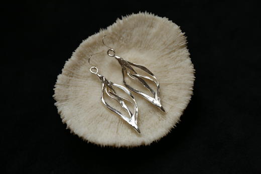 CHEZ BOQUE 爵士年代系列原创手工925银耳环《秋叶》 商品图1