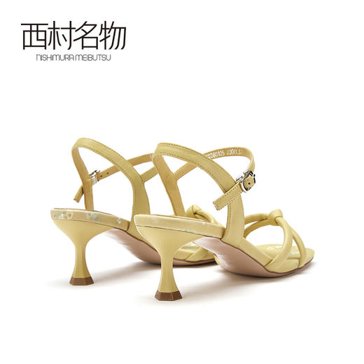 西村名物2021夏季新款仙女风中跟时尚一字带气质小雏菊凉鞋23601 商品图4