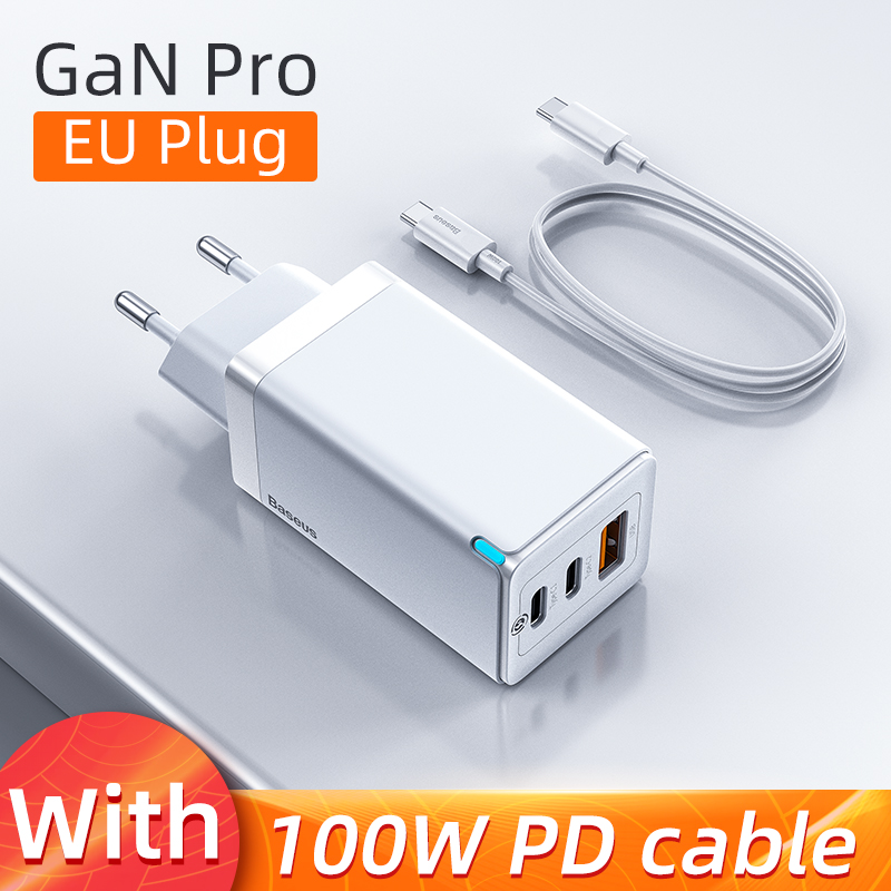 65W GaN EU Plug White with cable