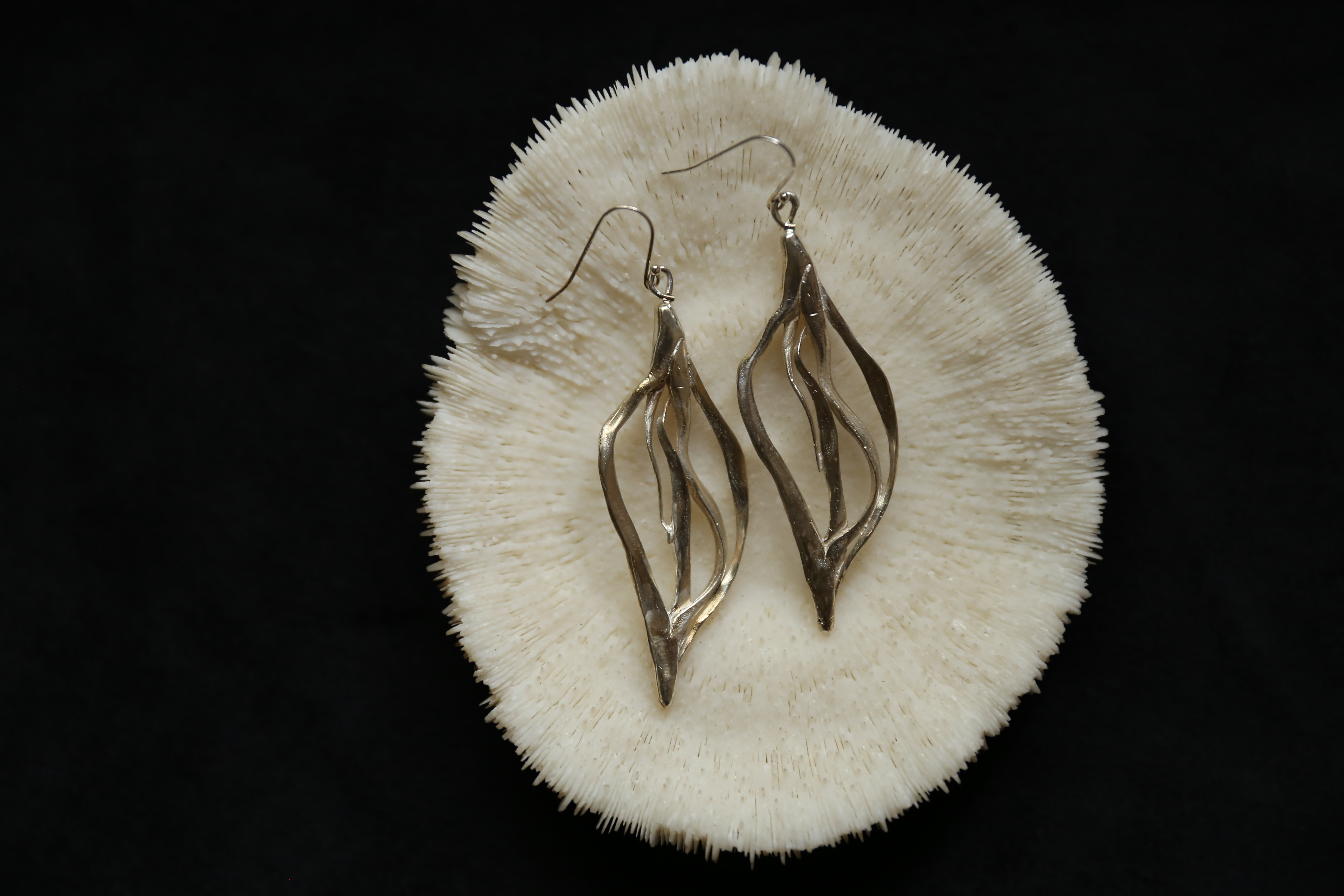 CHEZ BOQUE 爵士年代系列原创手工925银耳环《秋叶》