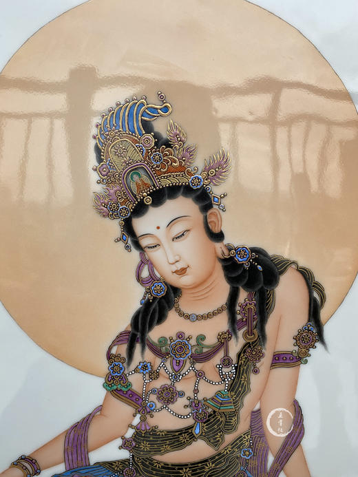 江卫华：珐琅彩文殊菩萨唐卡瓷板画 商品图2