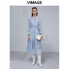 VIMAGE纬漫纪女装春夏季系带雪纺高腰显瘦气质连衣裙长款薄V1507149 商品缩略图0