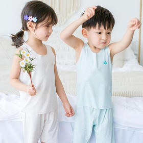 【舒蒂童装】夏季儿童彩纱背心套装无痕高弹力T恤