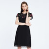 PF83A斯尔丽瑟俪夏季新款高贵优雅蕾丝珠片时尚绣花A摆小黑裙礼裙 商品缩略图0