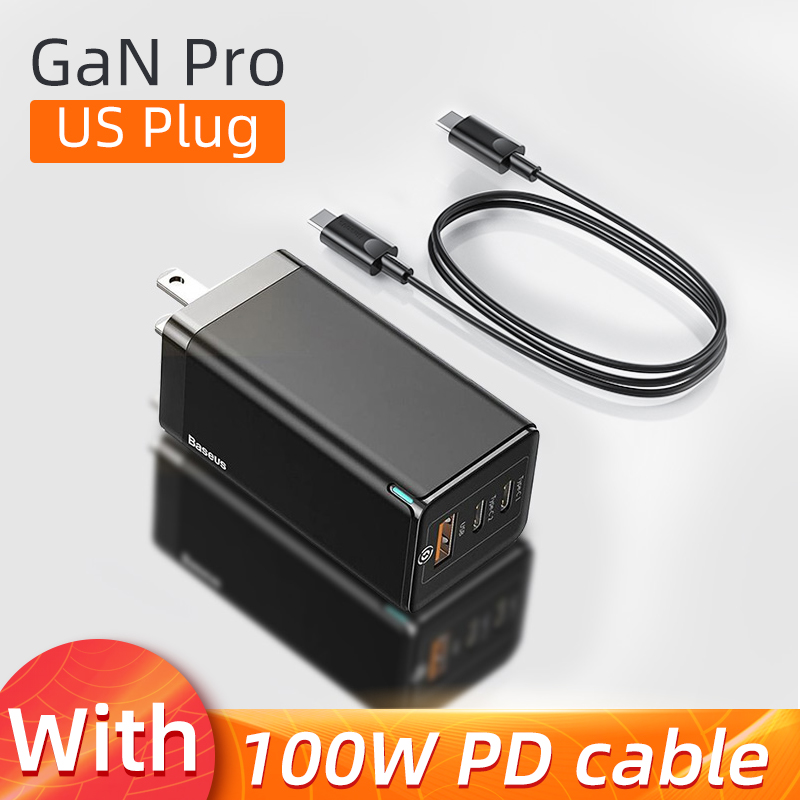 65W GaN US Plug Black with cable
