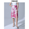 VIMAGE纬漫纪时尚复古油墨印花包臀开叉中长款半身裙女裙V1506121 商品缩略图2