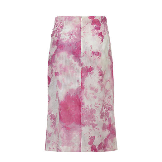 VIMAGE纬漫纪时尚复古油墨印花包臀开叉中长款半身裙女裙V1506121 商品图6