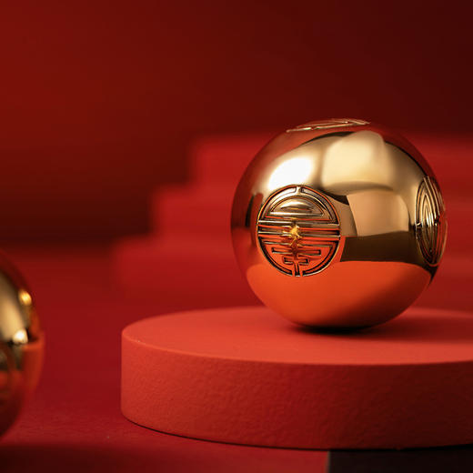朱炳仁·铜 精铜 禧寿金球 保健非遗家居新品摆件/一对（预计下单3天后发货） 商品图3