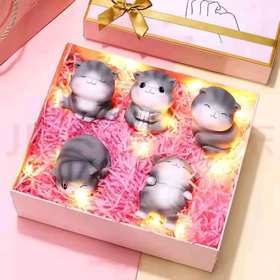 【520情人节】优客至品可爱猫咪盲盒手办装饰摆件5只精美礼盒套装
