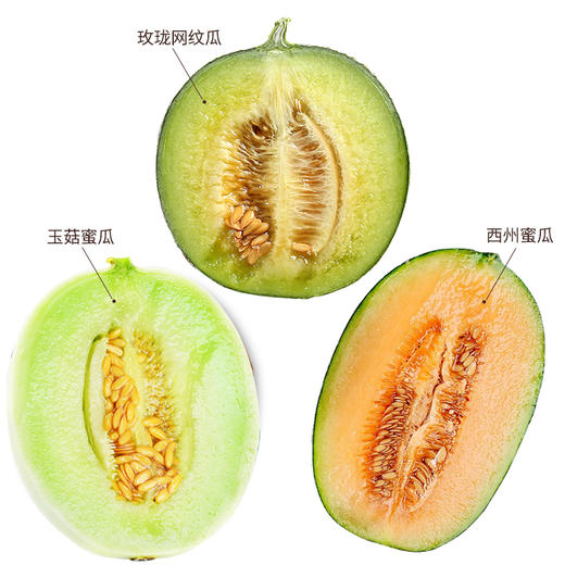 吉祥三宝 玉菇甜瓜 西州蜜 玫珑网纹甜瓜 甜瓜三拼 尽享各种美味 商品图1