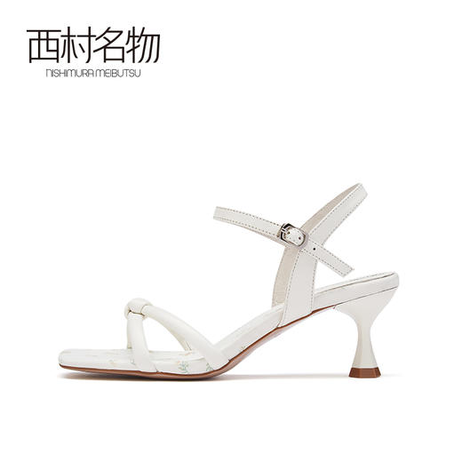 西村名物2021夏季新款仙女风中跟时尚一字带气质小雏菊凉鞋23601 商品图2