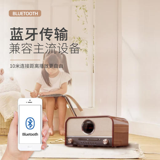 neon（丽扬）MCB800 复古cd播放器 客厅收音机家用木质音响功放 蓝牙音箱光盘光碟播放机 【高档CD复古蓝牙音响】 商品图4