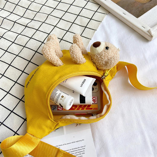 新款小熊帆布包包女潮可爱学生胸包ins网红时尚单肩斜挎腰包 商品图3