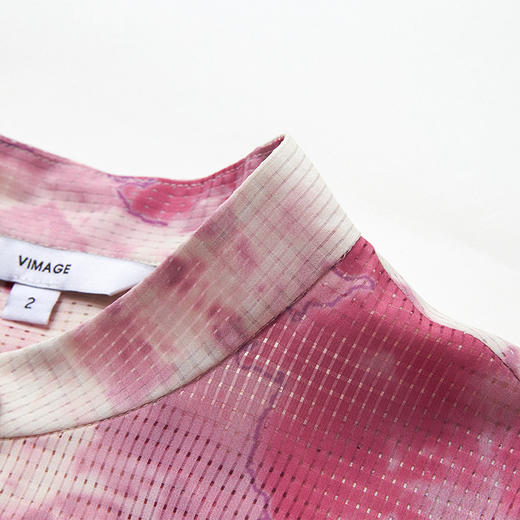 VIMAGE纬漫纪春夏款水墨画印花修身长袖衬衫衬衣上衣女V1509121 商品图6