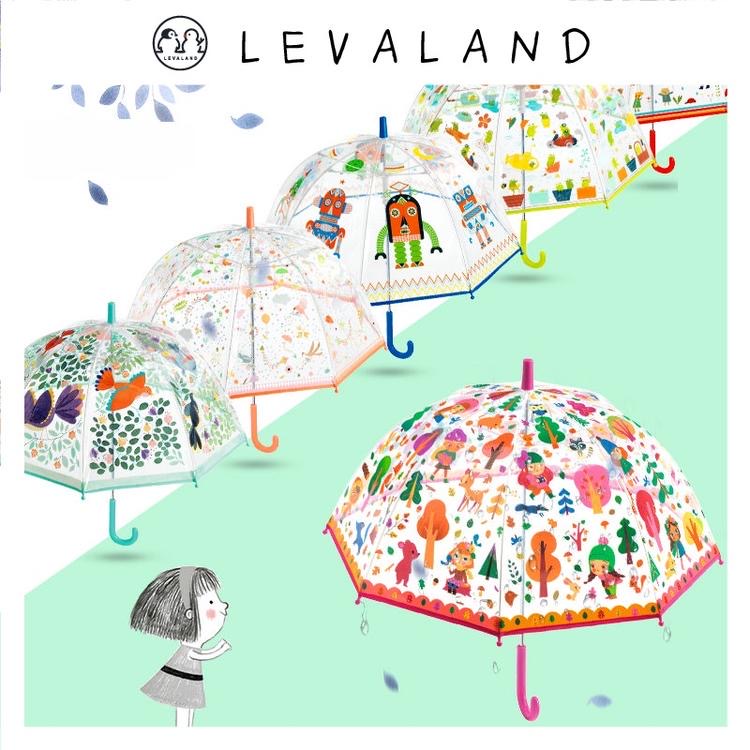 Djeco儿童透明插画晴雨伞小学生幼儿园坚固耐用轻便长柄伞