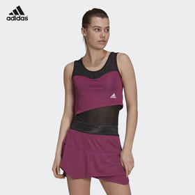 adidas阿迪达斯网球服法网女新款运动无袖连体衣T恤背心短裙套装