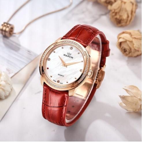摩纹（Marvin）瑞士手表纪元系列贝母盘典雅石英女表【赠黑色蝴蝶扣表带】M029.57.74.96 商品图0
