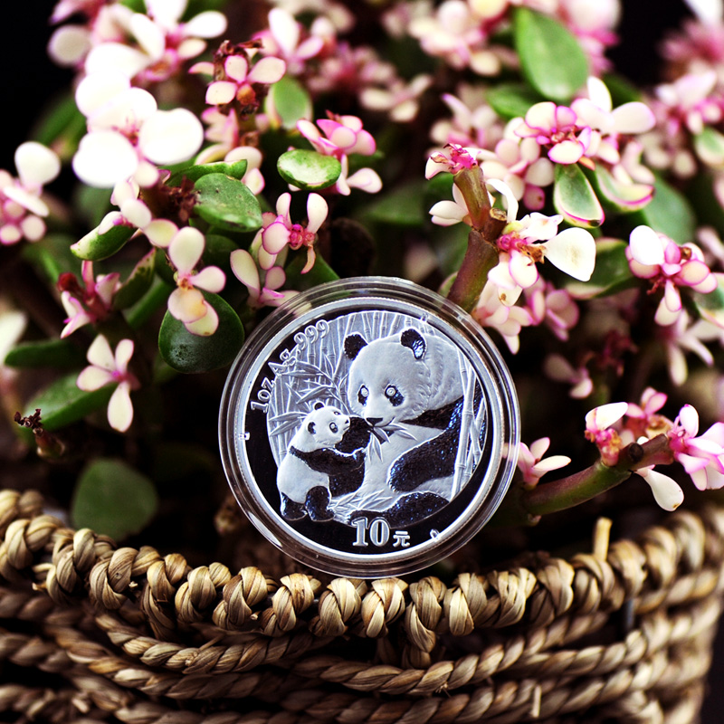 河南中钱 中国金币 2005年1盎司熊猫纪念银币 2005年1盎司银猫 999银