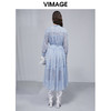 VIMAGE纬漫纪女装春夏季系带雪纺高腰显瘦气质连衣裙长款薄V1507149 商品缩略图3