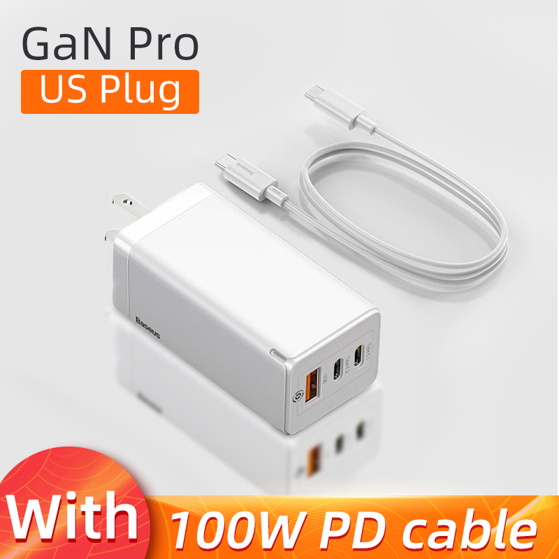 65W GaN US Plug White with cable