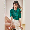 欧芮儿套头毛针织衫女夏2021新款气质复古字母印花短袖薄款上衣女 商品缩略图2