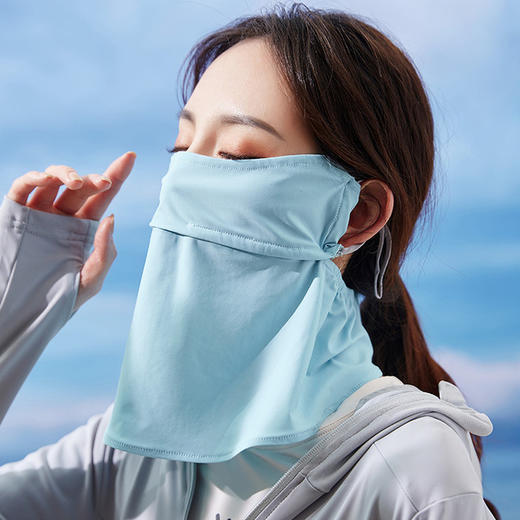 【口罩】雾敦堡夏季女士防紫外线遮阳冰丝防晒护全脸护眼角防晒面纱口罩 商品图1