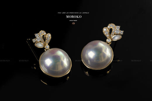 鸢尾花「圆形马贝耳钉」 商品图0