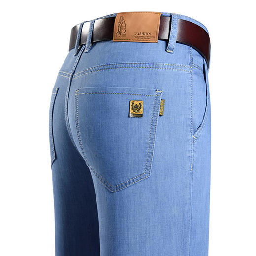 【服饰鞋包】夏季薄款免烫宽松商务高腰冰丝直筒牛仔裤 商品图0