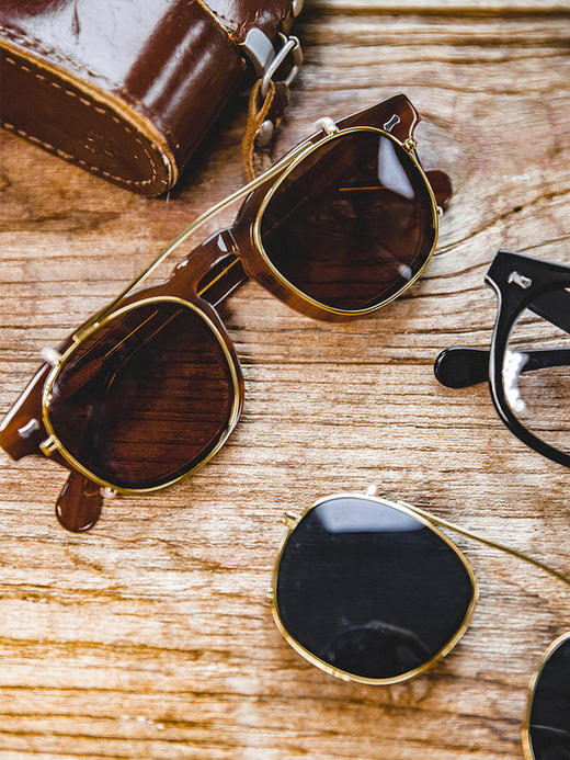 工装优选 美式复古德普手工圆框眼镜阿美咔叽可拆两用偏光墨镜 商品图1