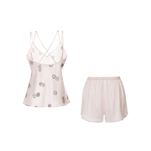 【皇锦】真丝睡衣印花分身睡衣吊带桑蚕丝睡衣 商品图2