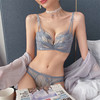 羽毛天空甜美刺绣内衣女小胸聚拢无钢圈上托收副乳防下垂调整型文胸内衣裤套装 商品缩略图0