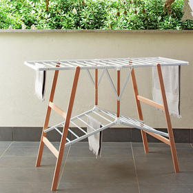 利快FOPPAPEDRETTI意大利进口榉木材质双层折叠晾衣架晒衣架