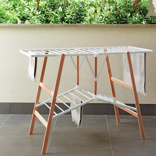 利快FOPPAPEDRETTI意大利进口榉木材质双层折叠晾衣架晒衣架 商品图0