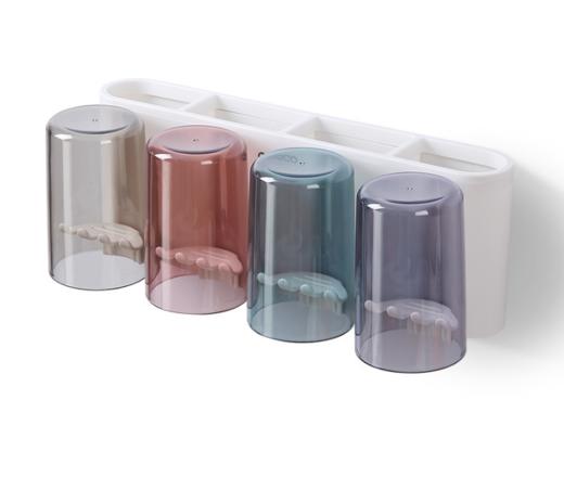 免打孔漱口杯&牙刷架    牙刷置物架刷牙杯挂墙式卫生间壁挂式收纳盒牙缸套装3.39 商品图6