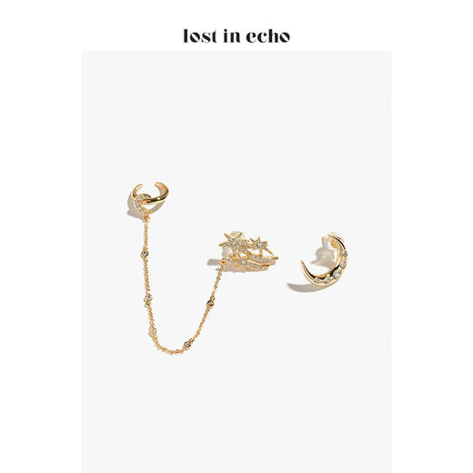 lost in echo x 摘星阁系列 设计师品牌 新款  流星链式不对称耳饰 商品图4