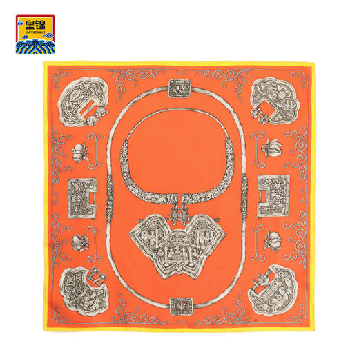 【皇锦】真丝围巾印花丝巾桑蚕丝围巾小方巾·璀璨银锁 商品图0