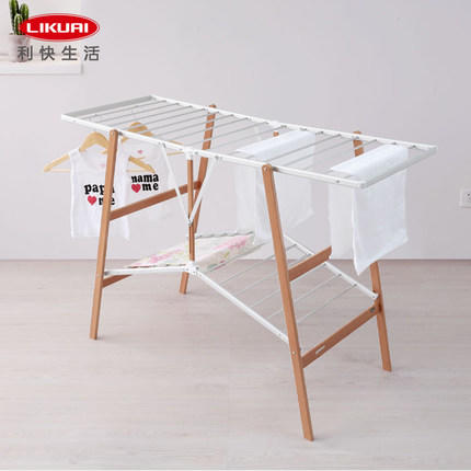 利快FOPPAPEDRETTI意大利进口榉木材质双层折叠晾衣架晒衣架 商品图1