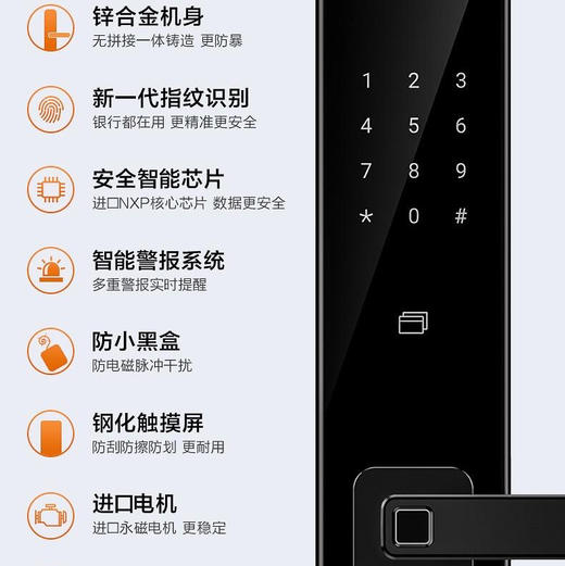 海尔（Haier）指纹锁 HFH-68E-R曜石黑 商品图2