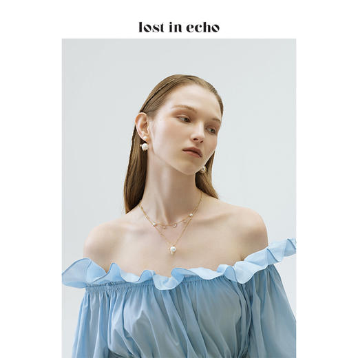 lost in echo x 摘星阁系列 冬季新款双层叠戴星月珍珠吊饰项链 商品图0