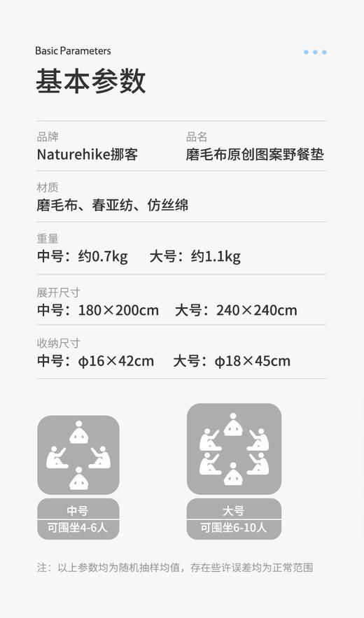 Naturehike挪客磨毛布原创图案野餐垫户外防潮垫露营野餐布垫子 商品图13