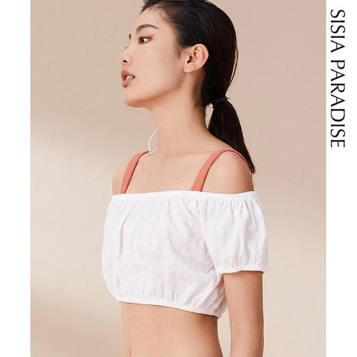 sisia沙滩罩衫时尚比基尼海岛度假性感一字领泳衣外披纱 商品图3