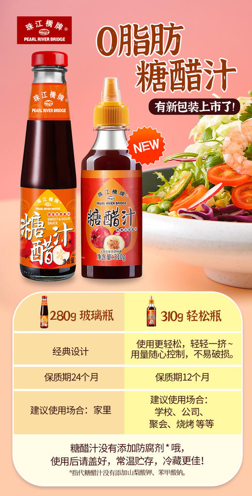 珠江桥牌 糖醋汁 310gx1瓶 商品图7